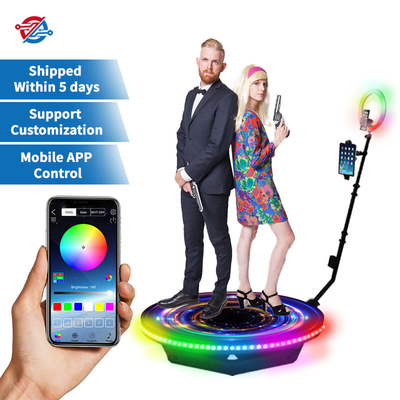 115 cm 360 roterende fotocabine met LED-ringlicht Draadloze bediening Selfie of videomachine