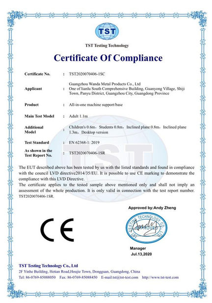 China Guangzhou Wanda Metal Products Co., Ltd. certificaten